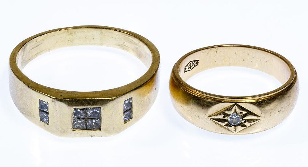 Lot 199: 14k Gold and Diamond Rings