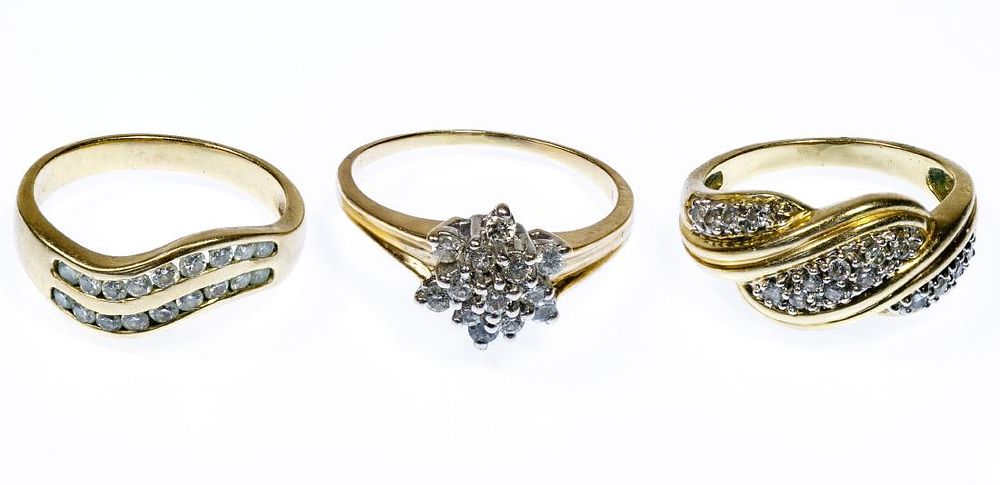 Lot 203: 14k Gold and Diamond Rings