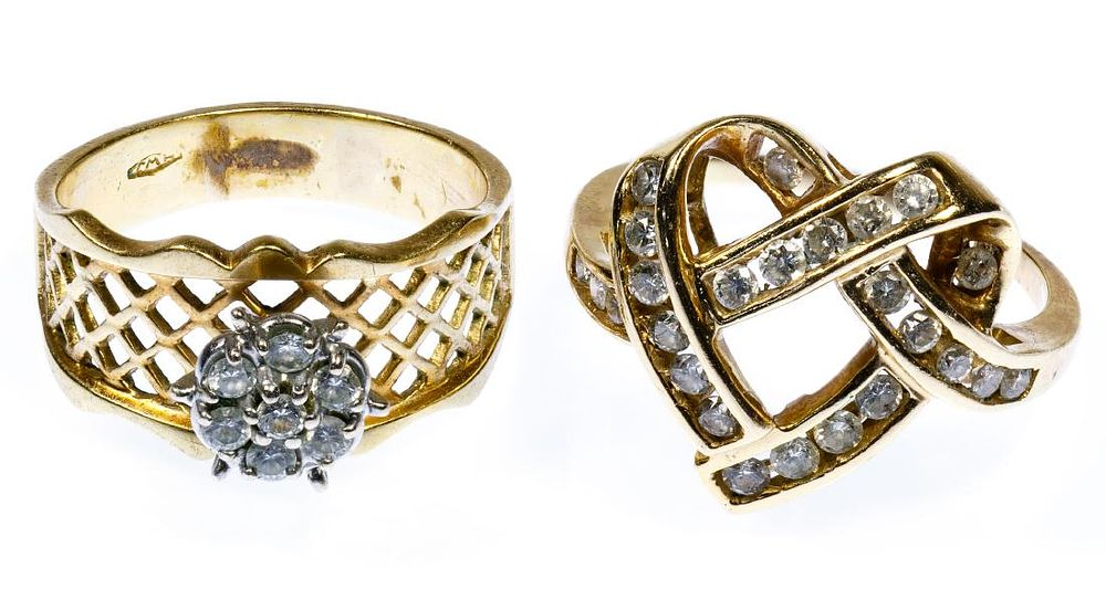 Lot 204: 14k Gold and Diamond Rings