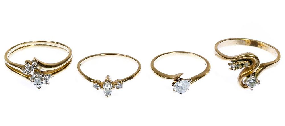 Lot 205: 14k Gold and Diamond Rings