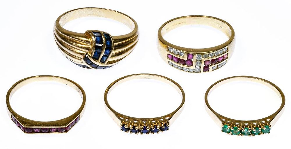 Lot 210: 14k Gold and Gemstone Rings