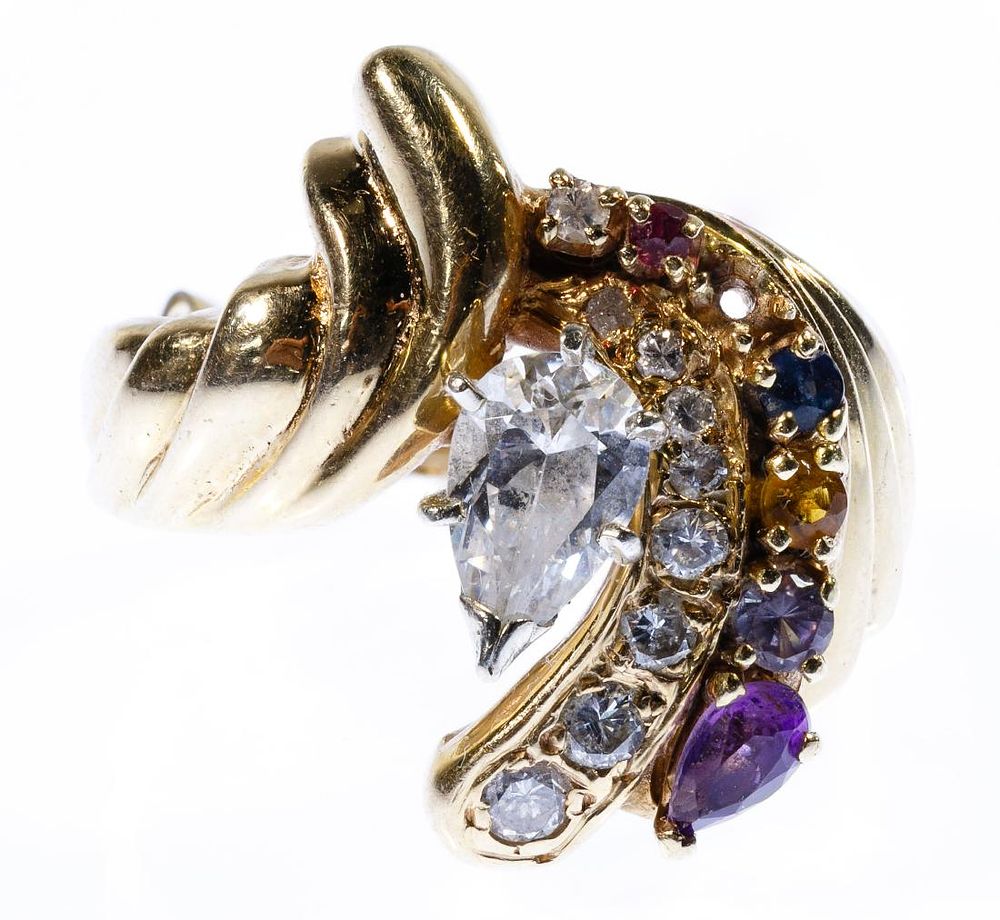 Lot 219: 14k Gold and Gemstone Ring