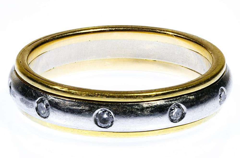 Lot 233: 14k White and Yellow Gold and Diamond Ring