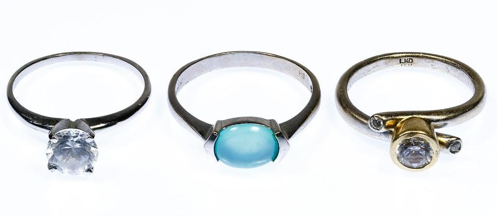 Lot 237: 14k White Gold and Gemstone Rings