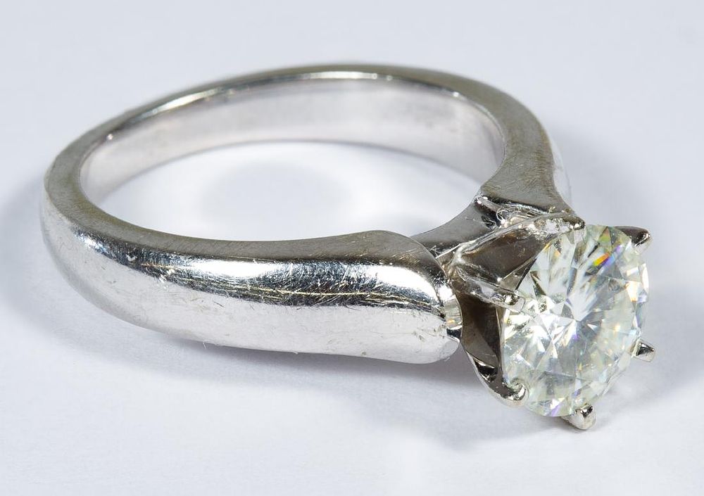 Lot 240: 14k White Gold and Moissanite Ring