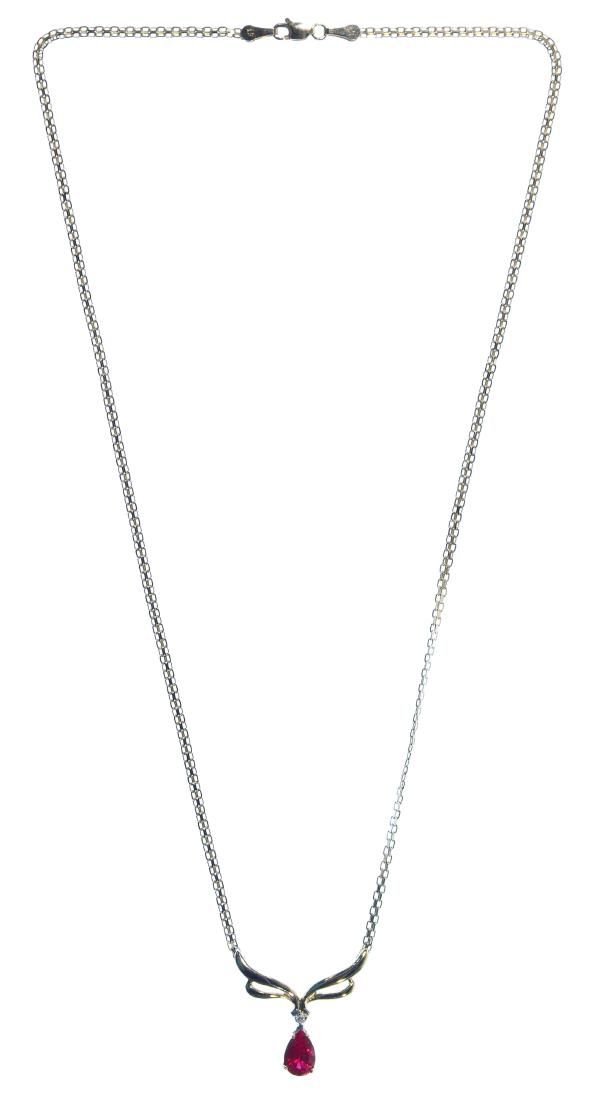 Lot 247: 14k Gold, Ruby and Diamond Necklace