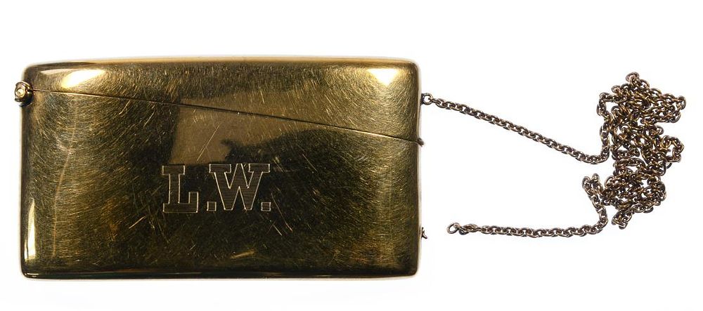 Lot 263: 14k Gold Calling Card Holder on Chain