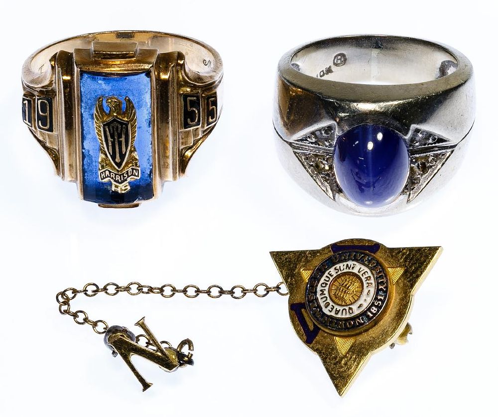 Lot 273: 10k Gold Pin and Ring Assortment