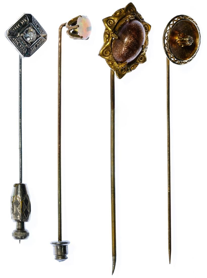 Lot 284: 14k Gold and 10k Gold Stick Pin Assortment