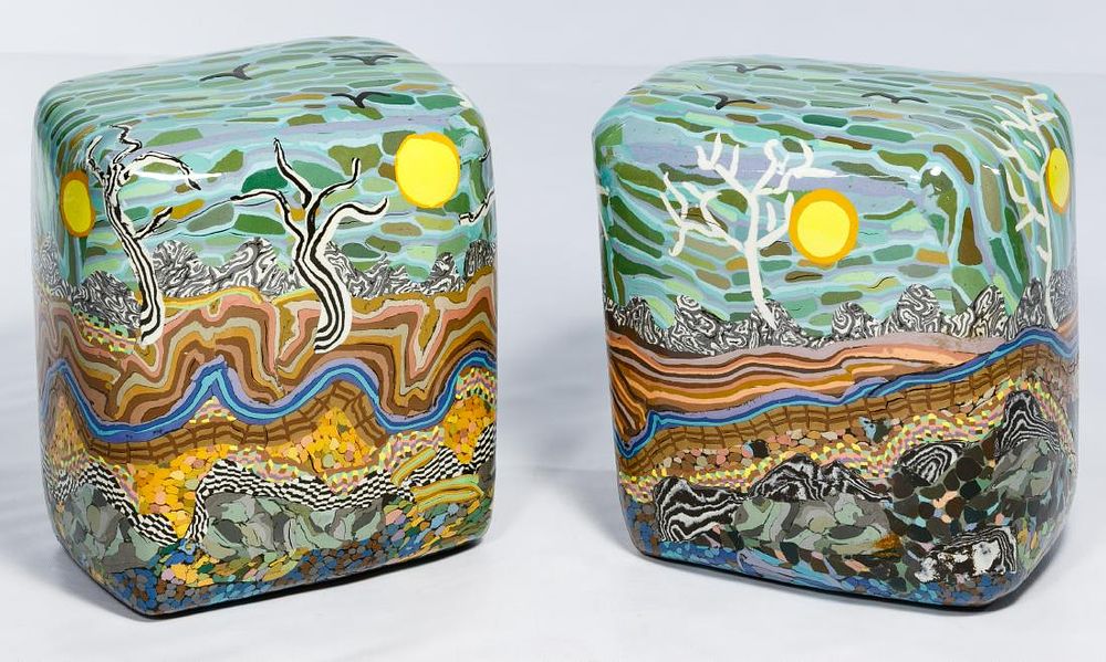 Lot 378: Jane Goslin Peiser (American, b.1933) Ceramic Bookends