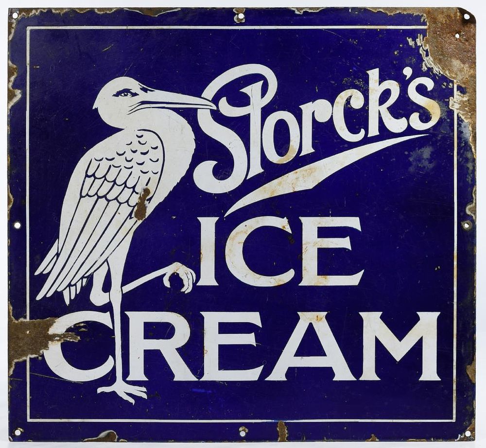 Lot 390: Storck's Ice Cream Enamel on Metal Advertising Sign