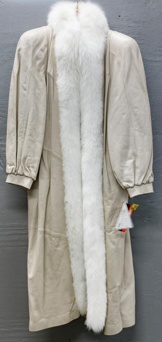 Lot 425: Leather Coat with Blush Norweigan Fox Fur Trim