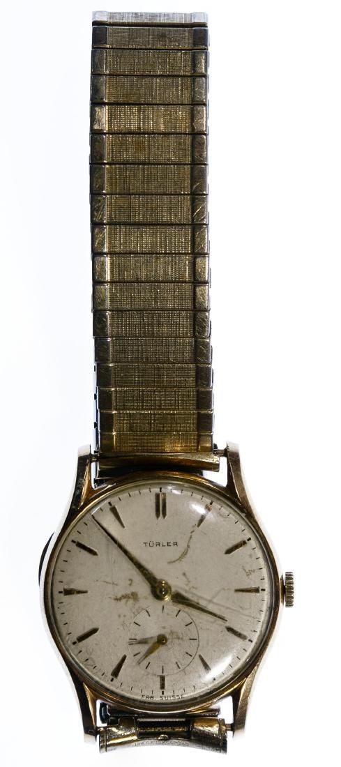 Lot 435: Turler 14k Gold Case Wrist Watch