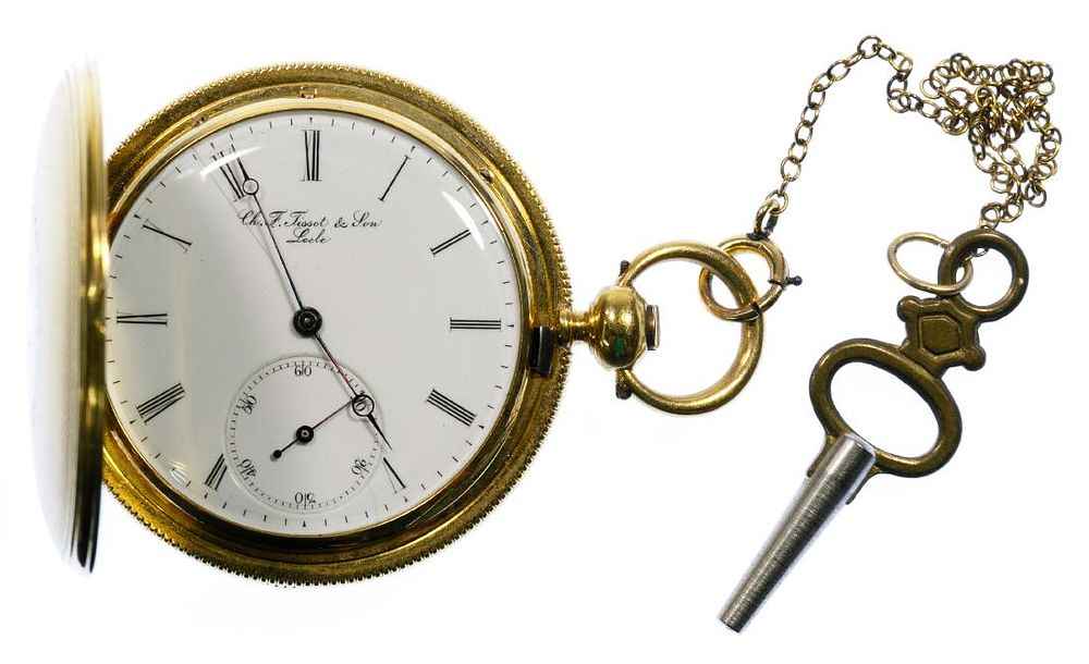 Lot 440: Charles F Tissot & Son 18k Gold Hunter Case Pocket