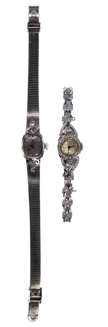 Lot 442: 14k White Gold Case Wrist Watches