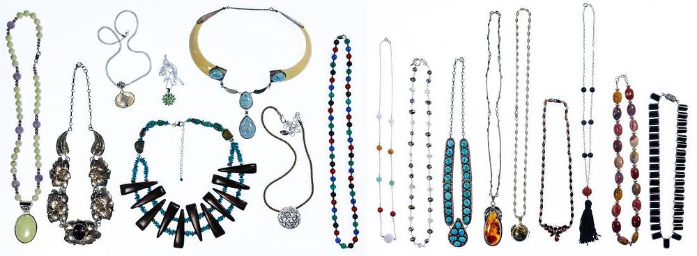 Lot 470: Sterling Silver and Stone Necklace Assortment