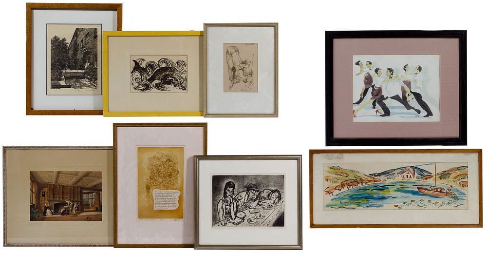 Lot 171: Watercolor, Etching and Print Artwork Assortment
