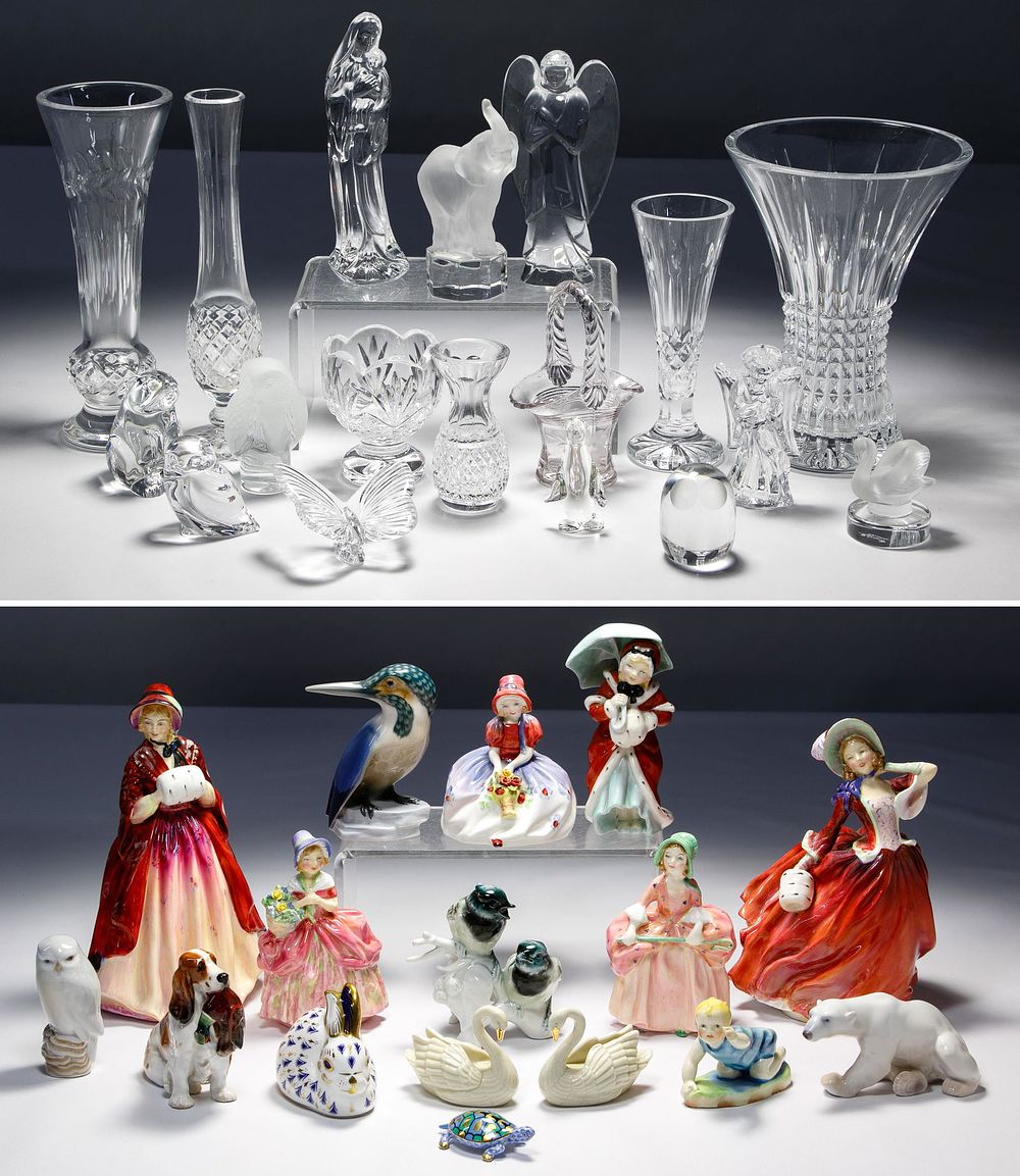 Lot 189: Lalique, Baccarat, Waterford, Royal Doulton, Herend
