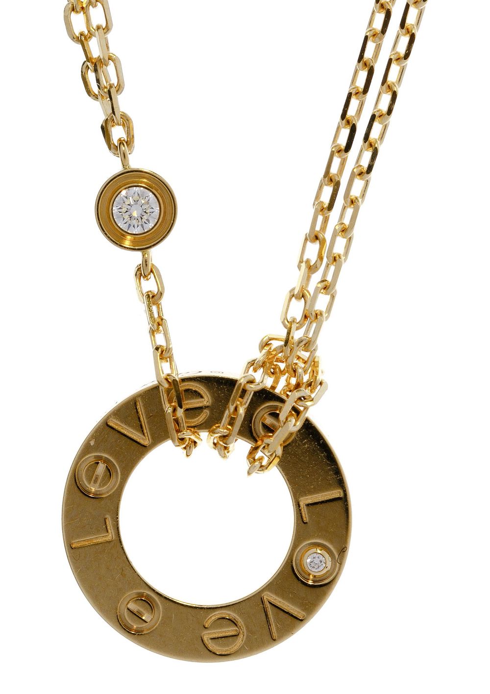 Lot 238: Cartier 18k Yellow Gold and Diamond 'Love' Necklace