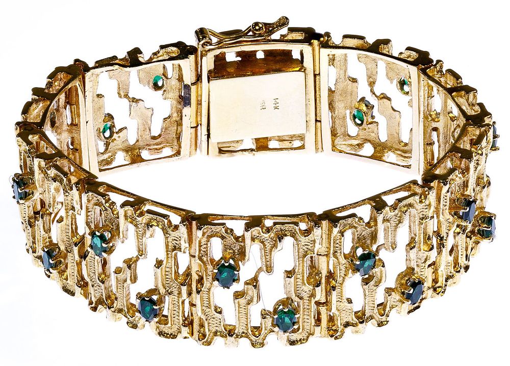 Lot 256: 14k Gold and Semi-Precious Gemstone Bracelet