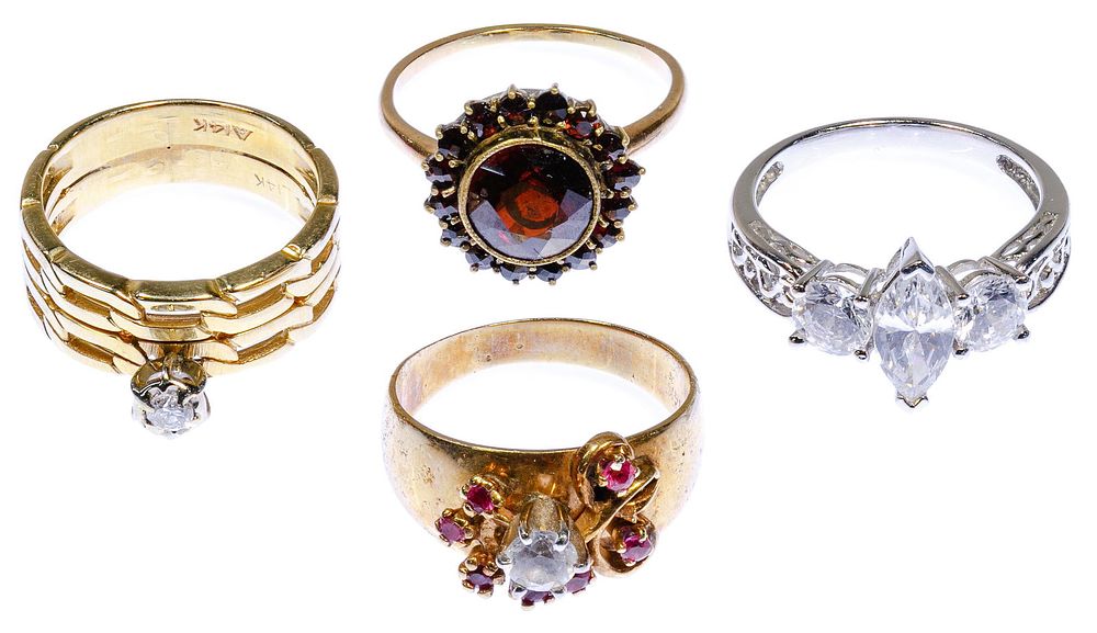 Lot 263: 14k Gold and Gemstone Ring Assortment