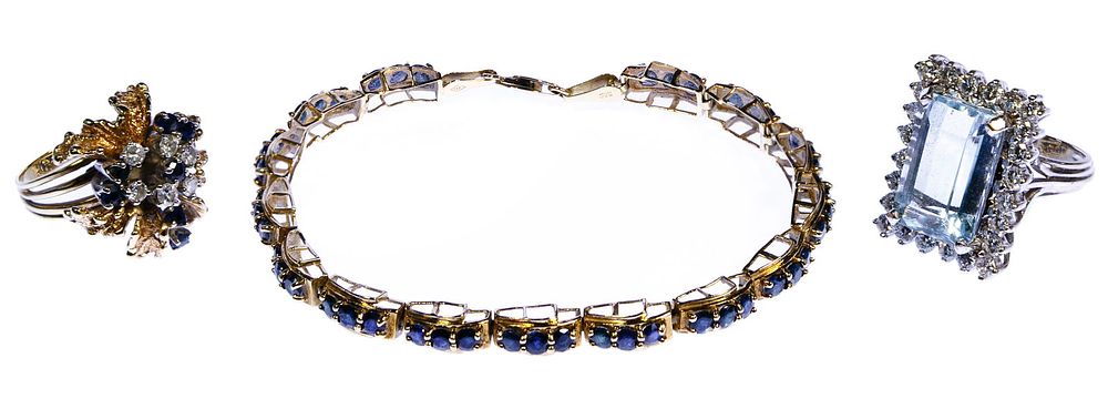 Lot 285: 14k White and Yellow Gold and Semi-Precious Gemstone