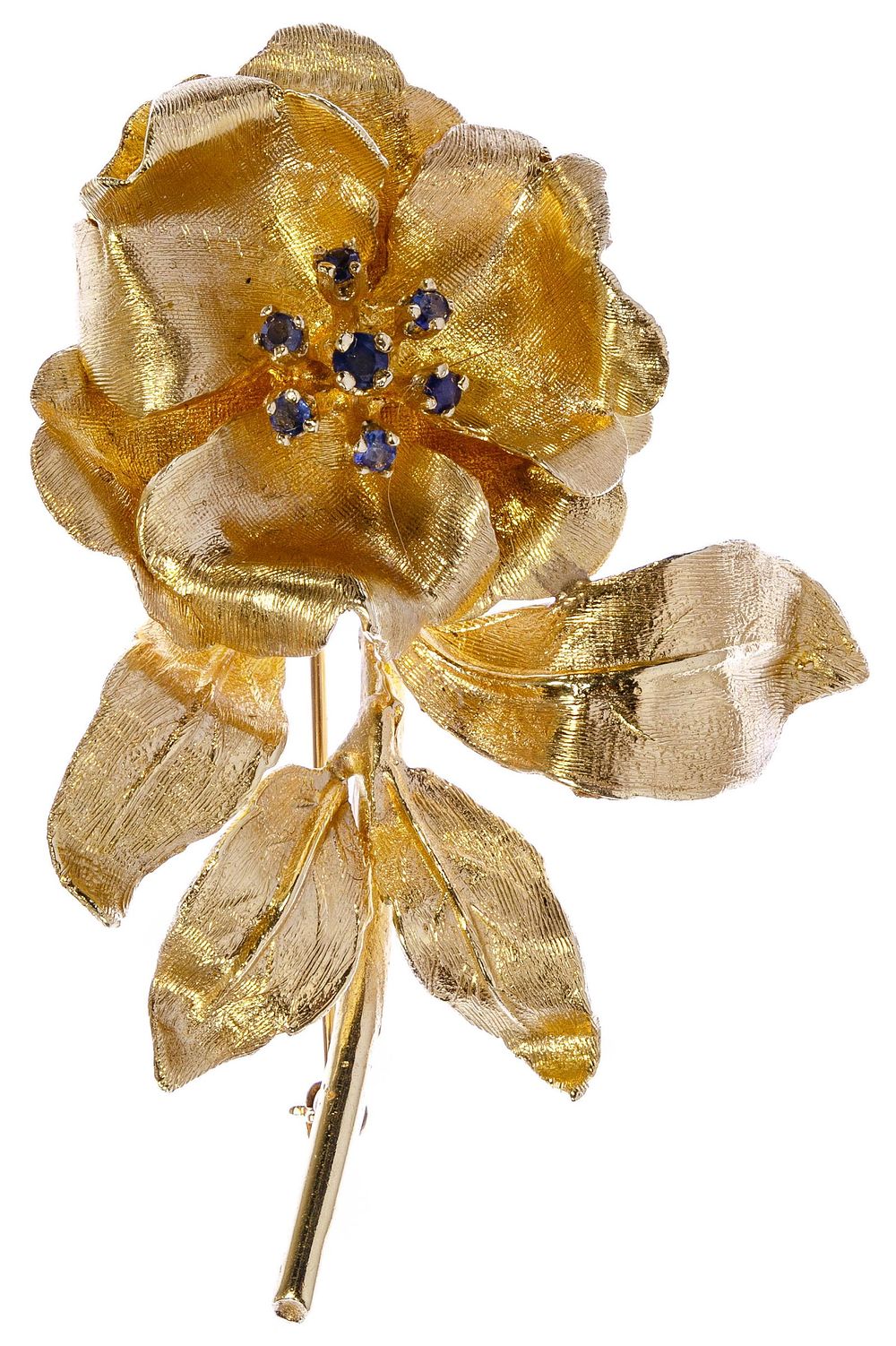 Lot 296: 14k Yellow Gold and Sapphire Brooch