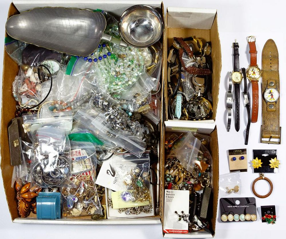 Lot 312: Sterling Silver and Costume Jewelry and Watch