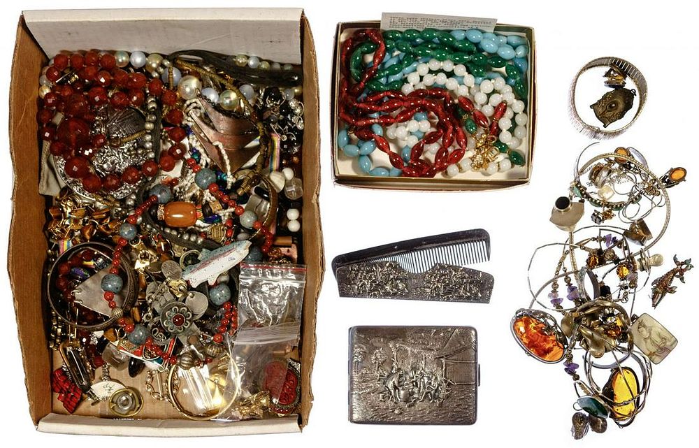 Lot 323: Sterling Silver, Peking Glass and Costume Jewelry