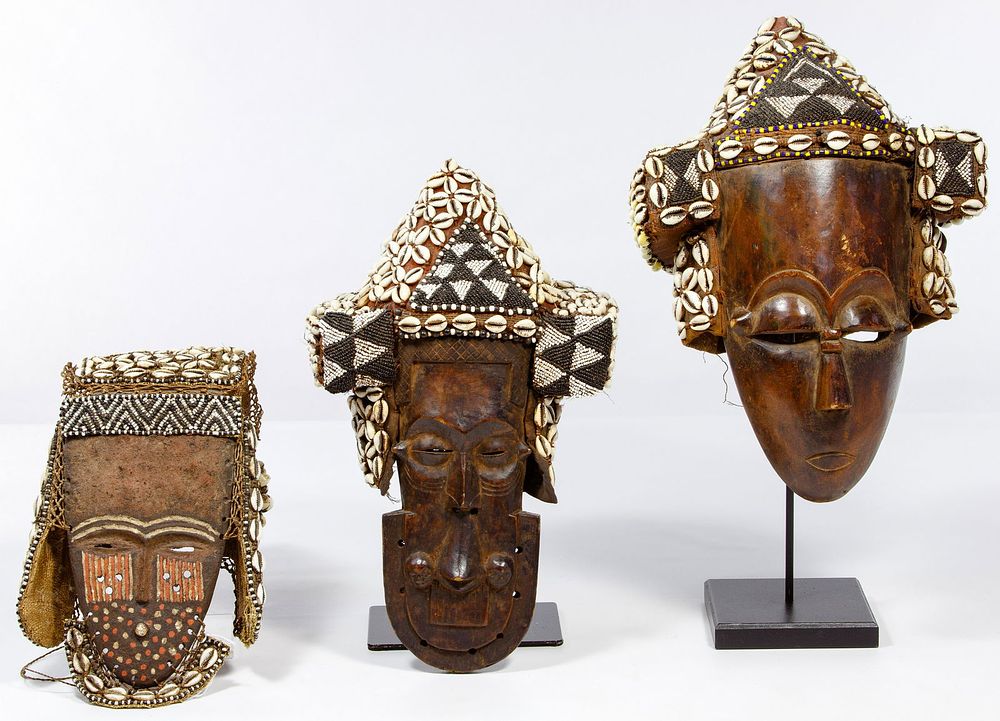 Lot 153: African Kuba Helmet Mask Assortment