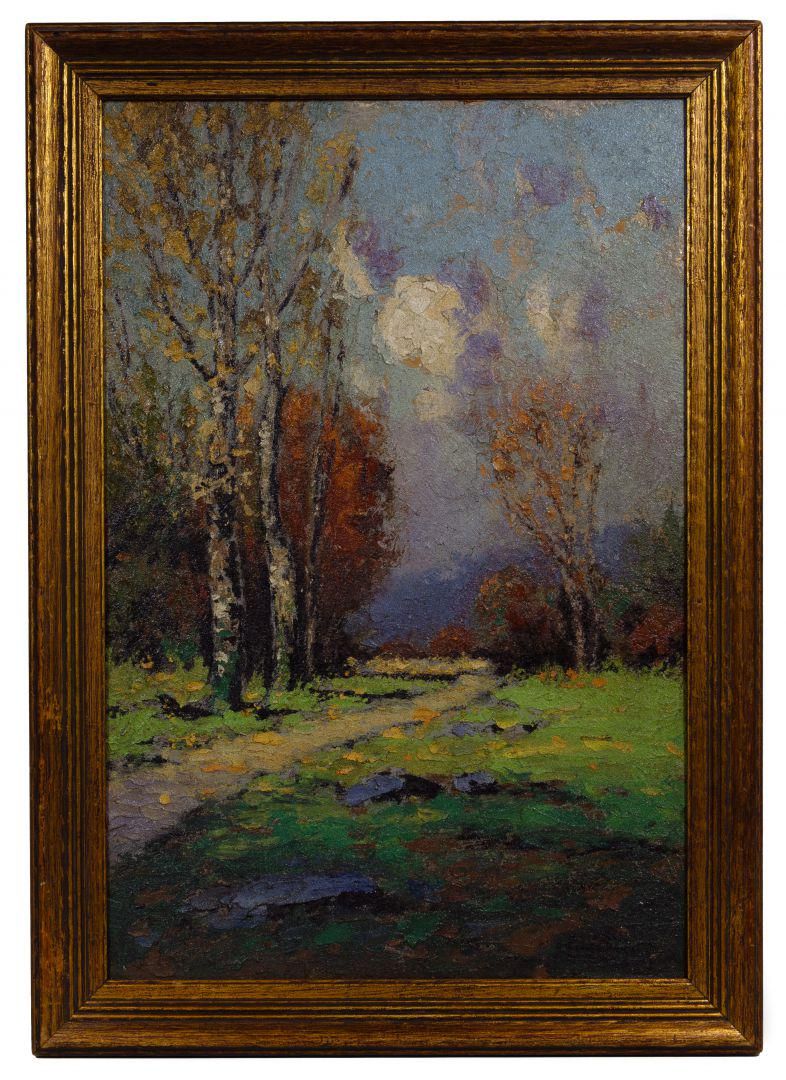 Lot 207: George Drew (American, 1875-1968) 'Birches Autumn' Oil