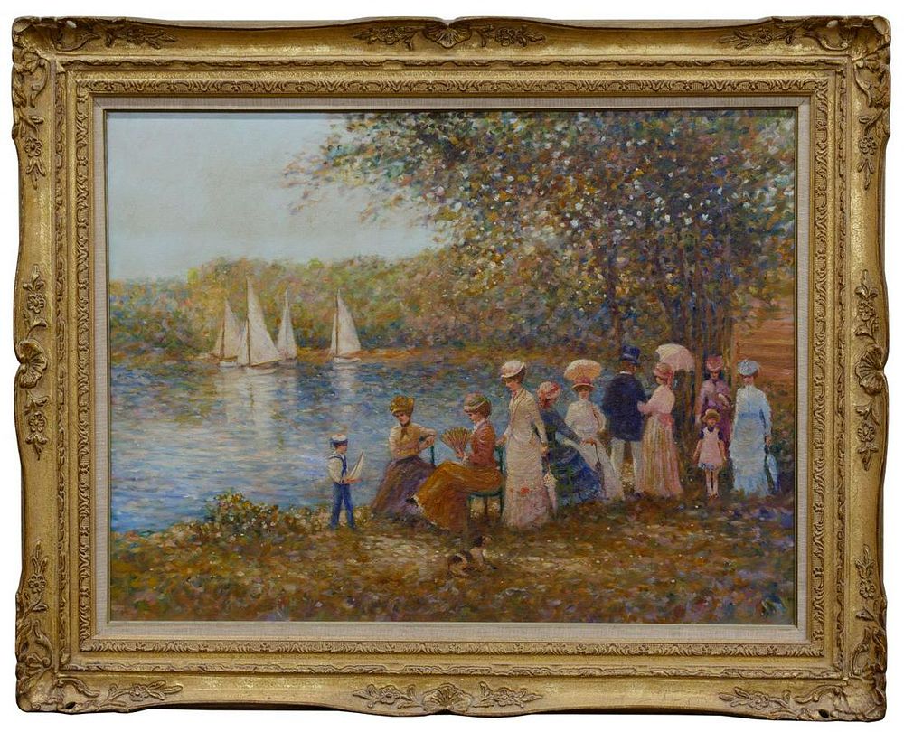 Lot 232: E. J. Cygne (French / American, b.1929) 'The Gathering'