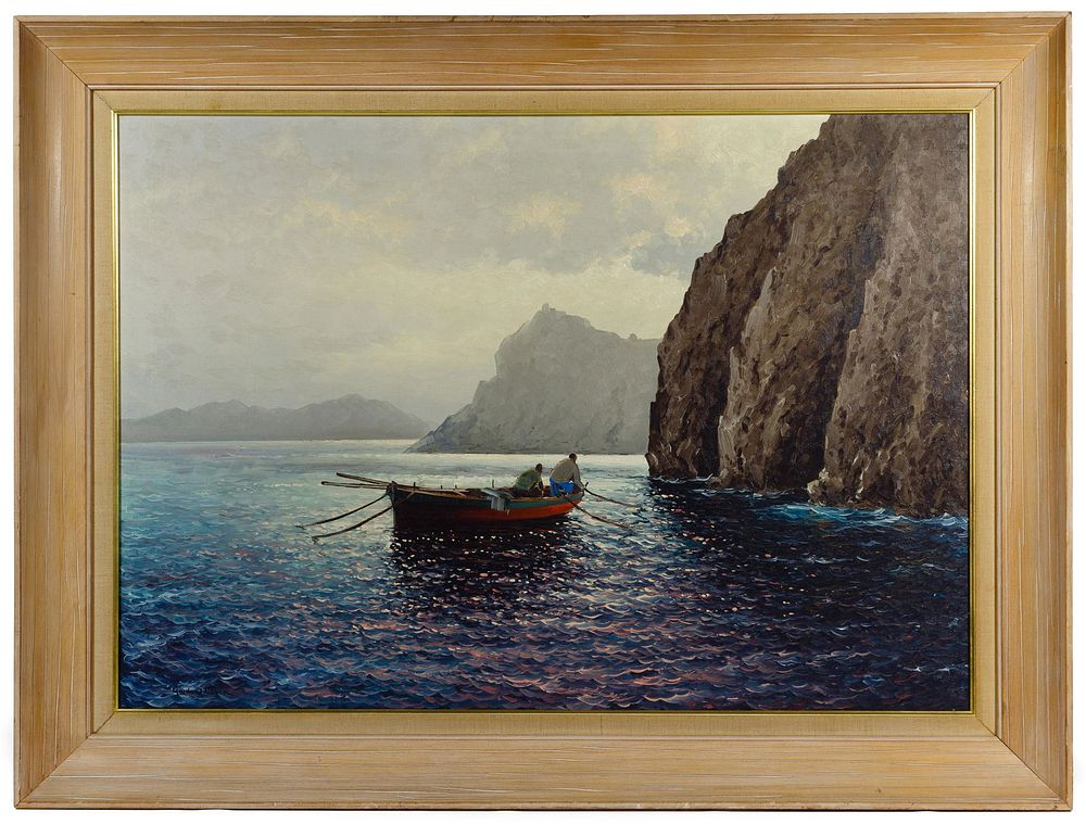 Lot 237: Guido Odierna (Italian, 1913-1991) 'The Fishermen' Oil