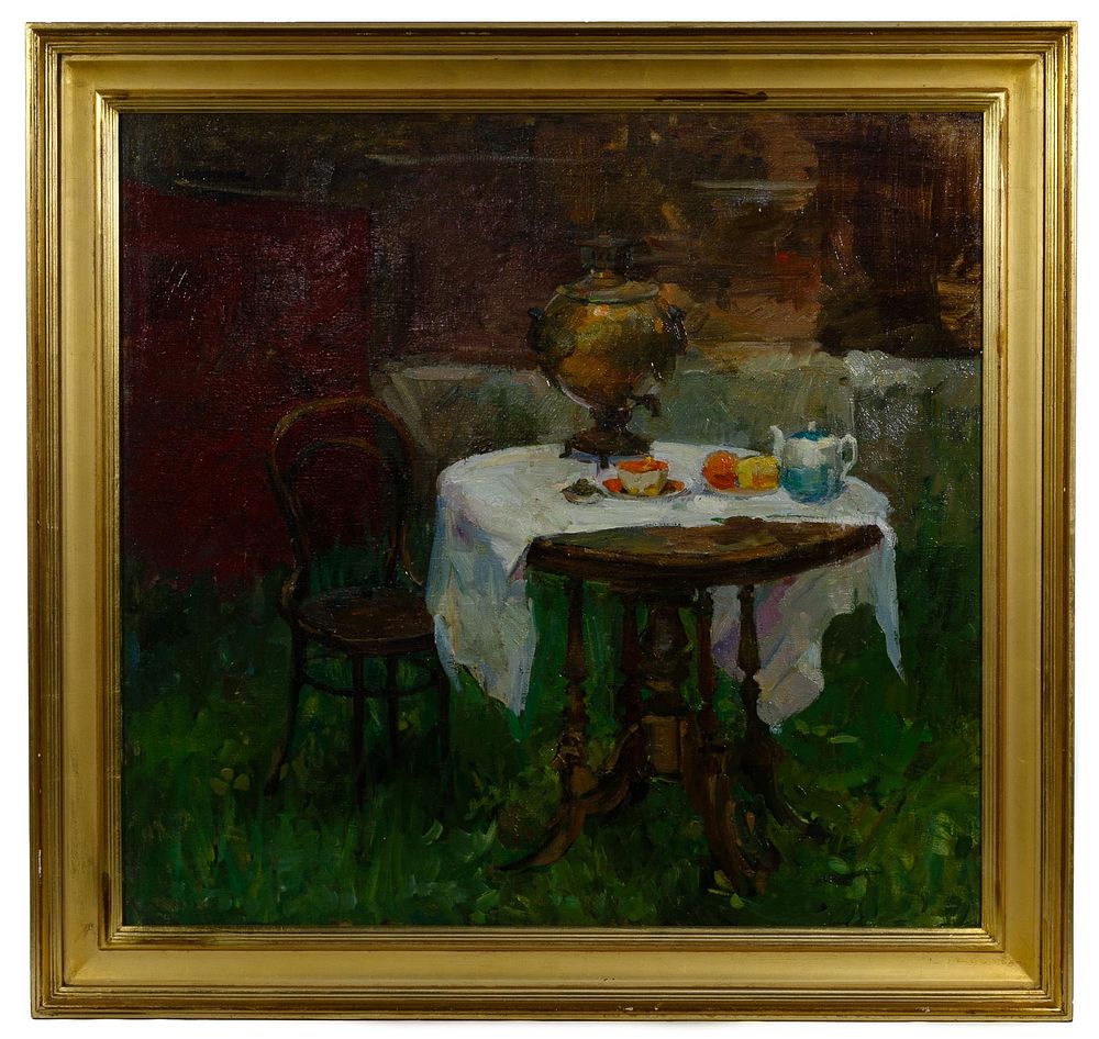 Lot 244: Marina Rubanova (Russian, b.1965) 'Summer Breakfast'