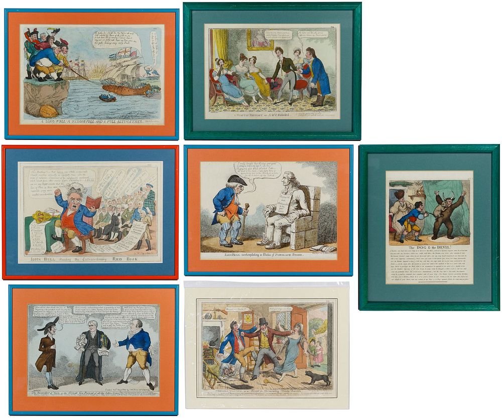 Lot 278: English Hand-Colored Satirical Print Assortment