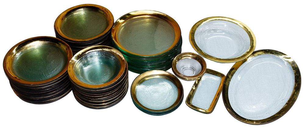 Lot 324: Annieglass 'Roman Antique Gold' Dinnerware Assortment