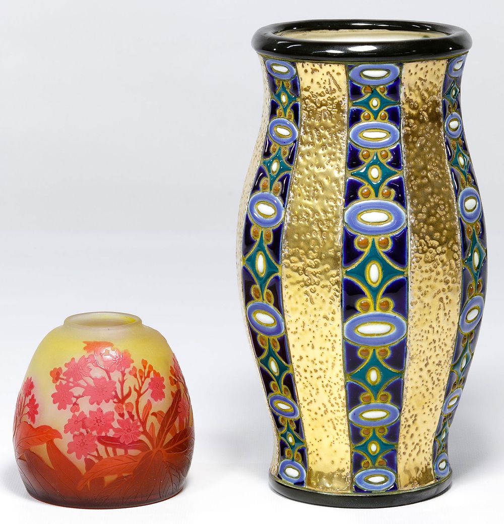 Lot 326: Galle Vase and Austrian Pottery Vase