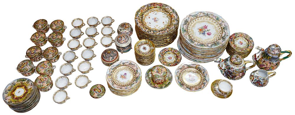 Lot 346: Capo-di-Monte Cherub / Floral China Assortment