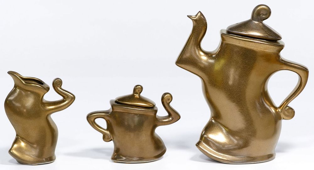 Lot 350: Michael Lambert 'Java Jig / Dancing' Ceramic Coffee Set