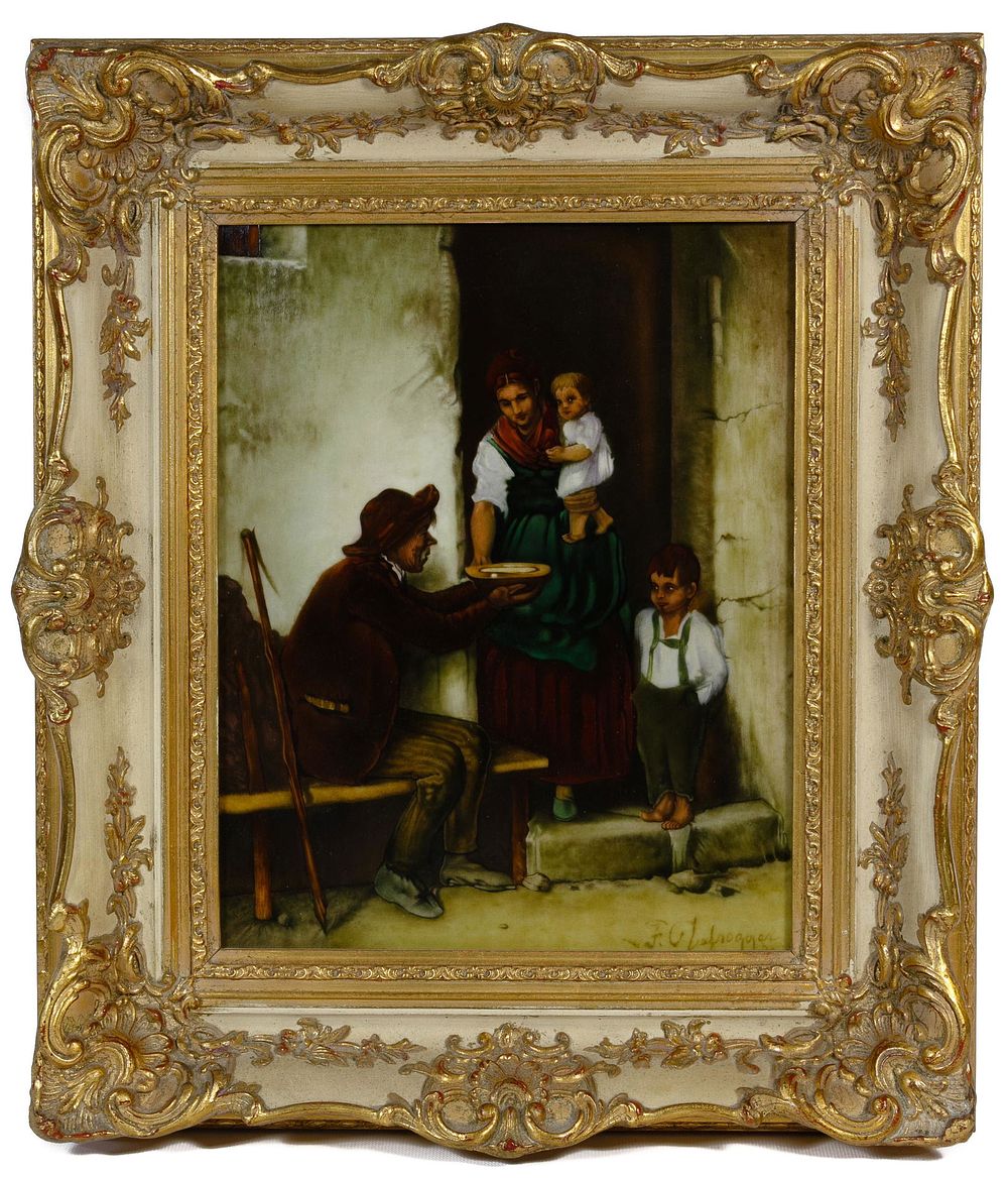 Lot 359: (After) Franz von Defregger 'Almosen' German Porcelain