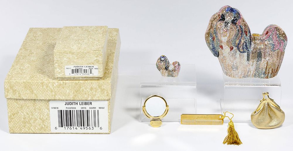 Lot 531: Judith Leiber Shih Tzu Clutch Purse and Pill Box