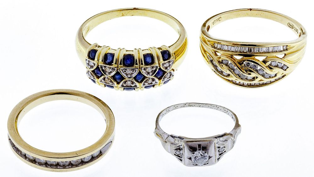 Lot 546: 14k Gold and Gemstone Ring Assortment
