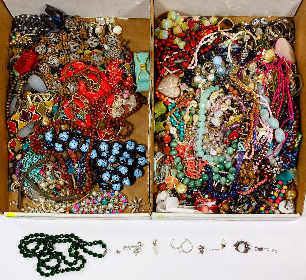 Lot 597: Costume Jewelry with Sterling Silver Assortment