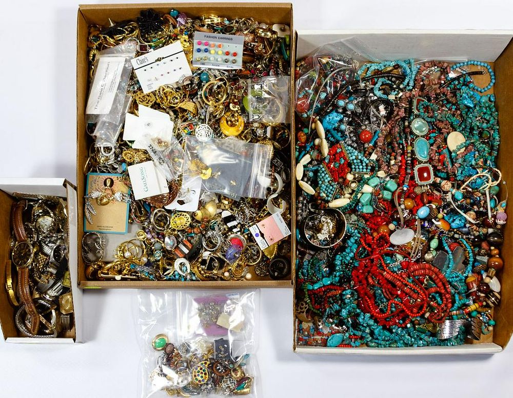 Lot 599: Turquoise, Coral, Earring and Watch Assortment