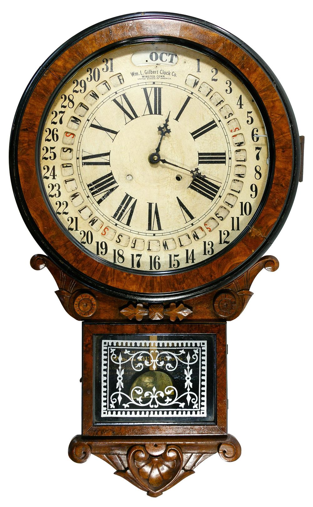 Lot 156: Wm. L. Gilbert Clock Company Victorian Calendar Wall