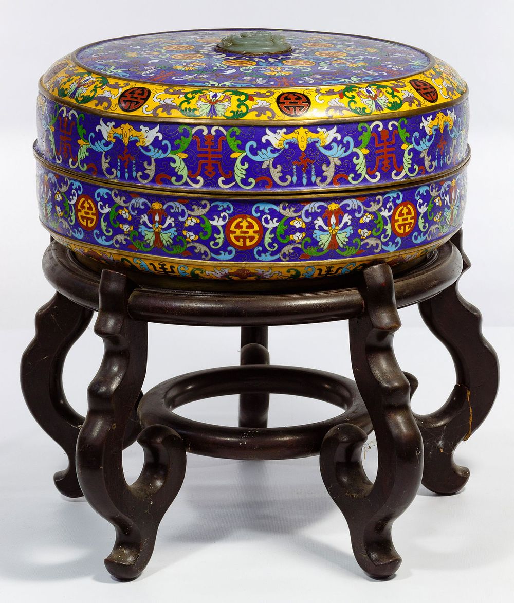 Lot 163: Asian Cloisonne Box and Stand