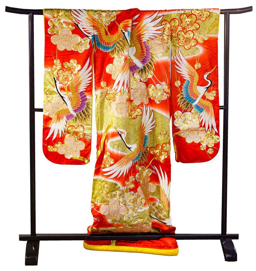 Lot 183: Japanese Silk Kimono with Stand