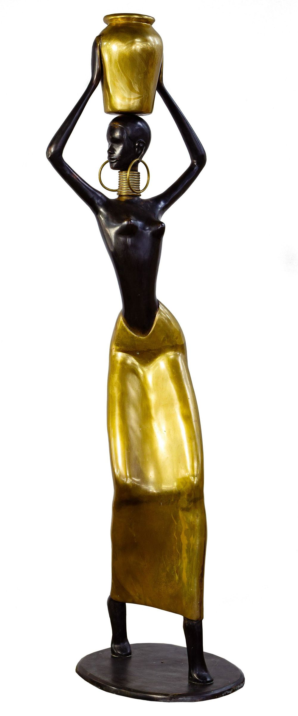 Lot 188: Hagenauer Style African Woman Bronze Statue