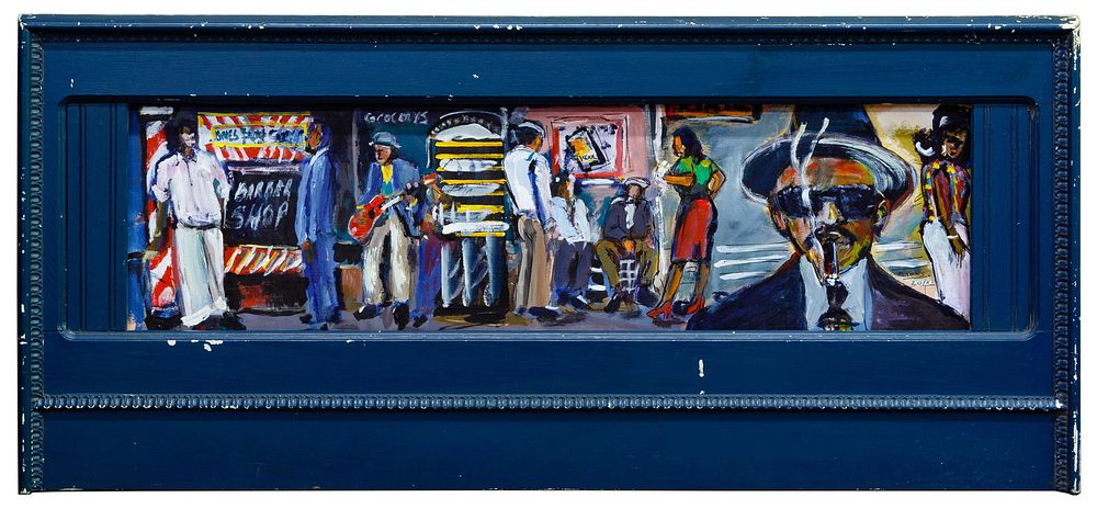 Lot 373: Wayne Manns (American, 20th Century) 'Street Scene in