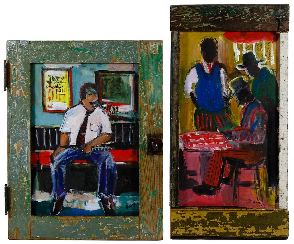 Lot 375: Wayne Manns (American, 20th Century) 'The Checker Game'